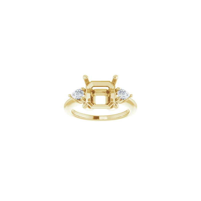 14K Yellow Gold 9 x 9 mm Asscher 1/4 CTW Lab-Grown Diamond Semi-Set Engagement Ring