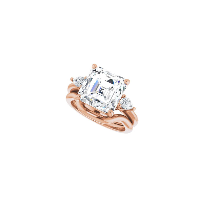 14K Rose Gold 10 x 10 mm Asscher 1/4 CTW Lab-Grown Diamond Semi-Set Engagement Ring