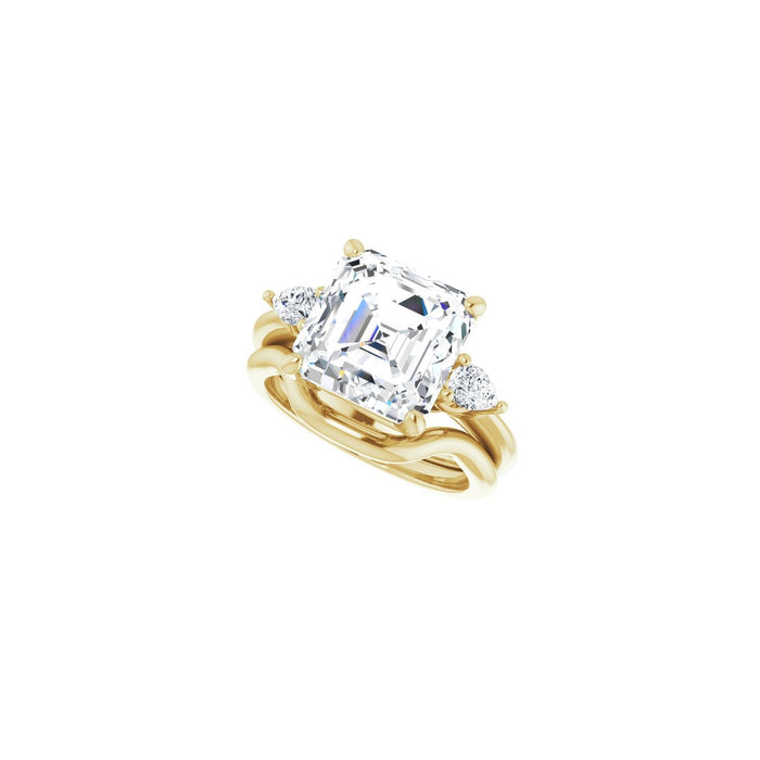14K Yellow Gold 10 x 10 mm Asscher 1/4 CTW Lab-Grown Diamond Semi-Set Engagement Ring