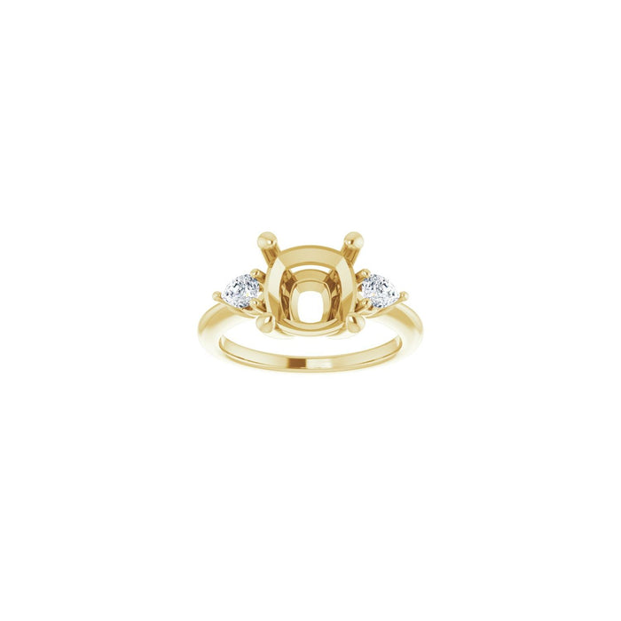 14K Yellow Gold 9 x 9 mm Cushion 1/4 CTW Lab-Grown Diamond Semi-Set Engagement Ring
