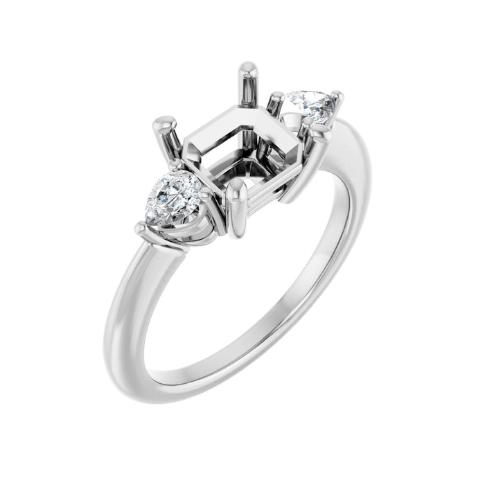 Platinum 7 x 7 mm Asscher 1/4 CTW Lab-Grown Diamond Semi-Set Engagement Ring