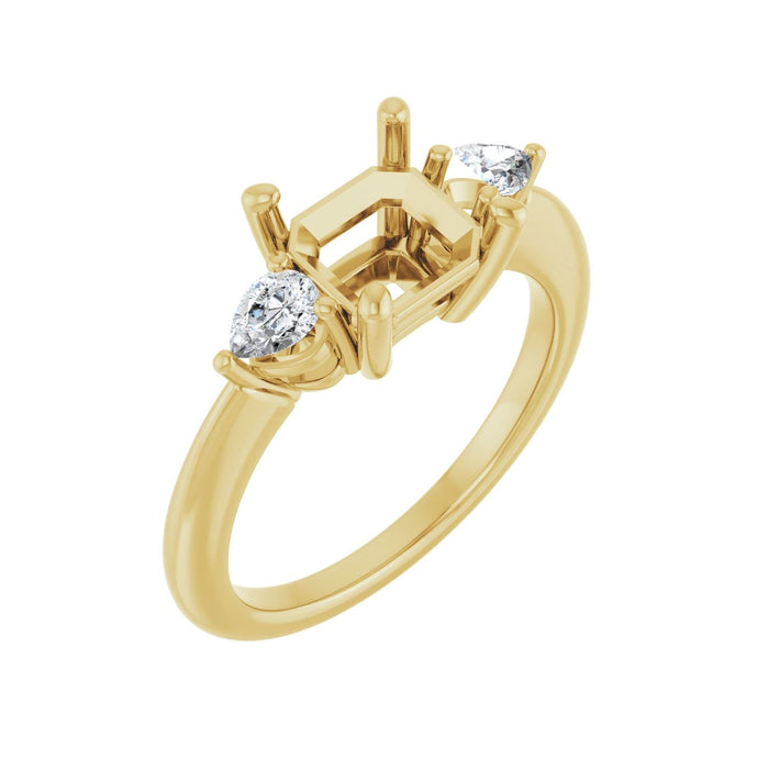 14K Yellow Gold 7 x 7 mm Asscher 1/4 CTW Lab-Grown Diamond Semi-Set Engagement Ring