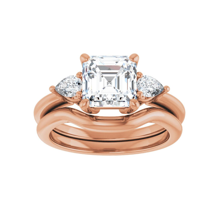 14K Rose Gold 7 x 7 mm Asscher 1/4 CTW Lab-Grown Diamond Semi-Set Engagement Ring