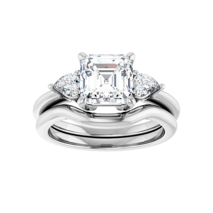14K White Gold 7 x 7 mm Asscher 1/4 CTW Lab-Grown Diamond Semi-Set Engagement Ring