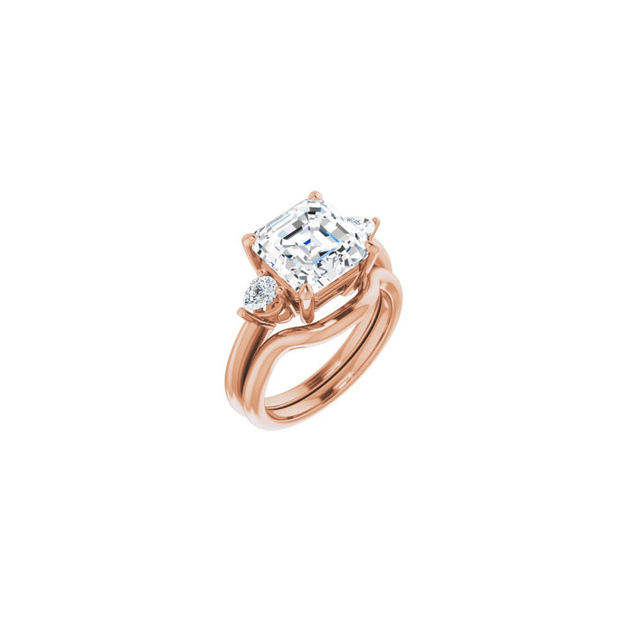 14K Rose Gold 9 x 9 mm Asscher 1/4 CTW Lab-Grown Diamond Semi-Set Engagement Ring