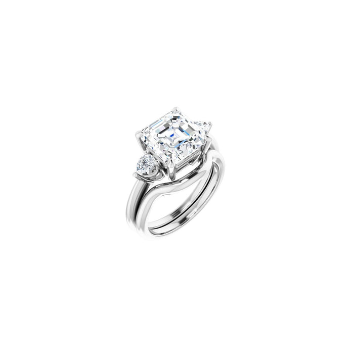 14K White Gold 9 x 9 mm Asscher 1/4 CTW Lab-Grown Diamond Semi-Set Engagement Ring