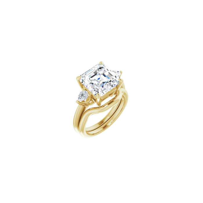 14K Yellow Gold 10 x 10 mm Asscher 1/4 CTW Lab-Grown Diamond Semi-Set Engagement Ring