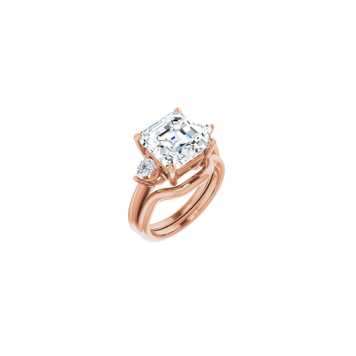 14K Rose Gold 10 x 10 mm Asscher 1/4 CTW Lab-Grown Diamond Semi-Set Engagement Ring
