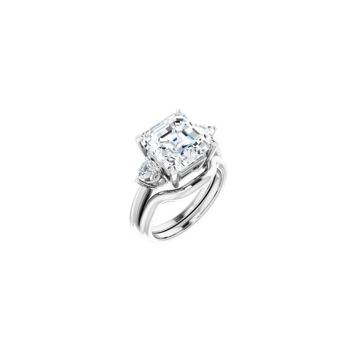 14K White Gold 10 x 10 mm Asscher 1/4 CTW Lab-Grown Diamond Semi-Set Engagement Ring