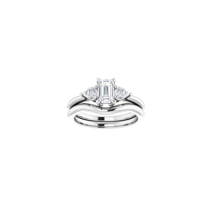 14K White Gold 6 x 4 mm Emerald 1/4 CTW Lab-Grown Diamond Semi-Set Engagement Ring