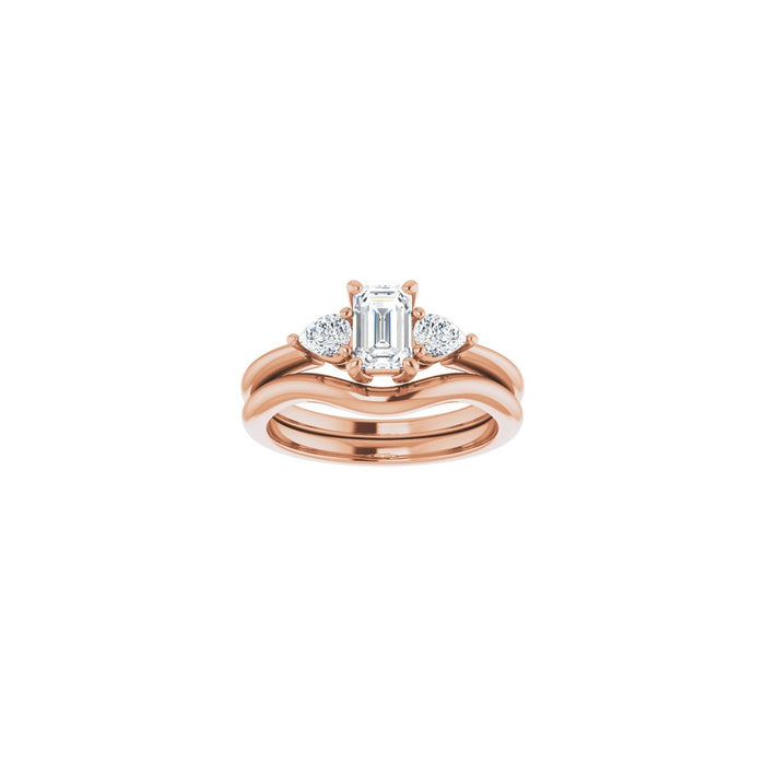 14K Rose Gold 6 x 4 mm Emerald 1/4 CTW Lab-Grown Diamond Semi-Set Engagement Ring