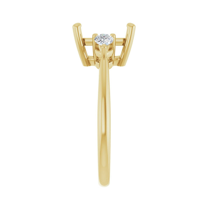 14K Yellow Gold 9 x 7 mm Emerald 1/4 CTW Lab-Grown Diamond Semi-Set Engagement Ring