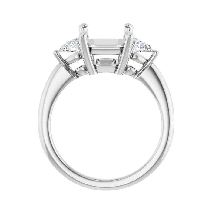 14K White Gold 10 x 8 mm Emerald 1/4 CTW Lab-Grown Diamond Semi-Set Engagement Ring