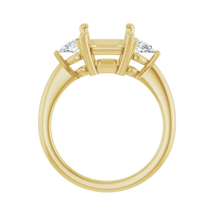 14K Yellow Gold 10 x 8 mm Emerald 1/4 CTW Lab-Grown Diamond Semi-Set Engagement Ring