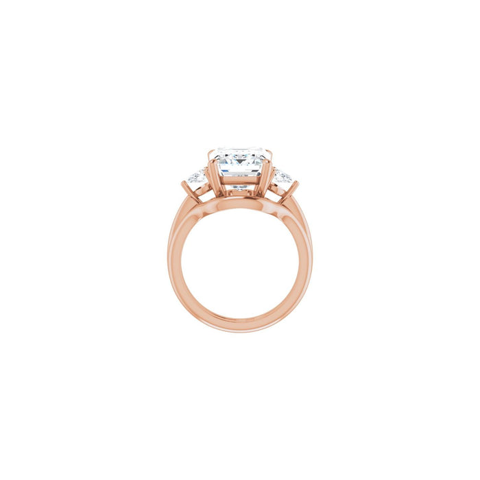 14K Rose Gold 11 x 9 mm Emerald 1/4 CTW Lab-Grown Diamond Semi-Set Engagement Ring