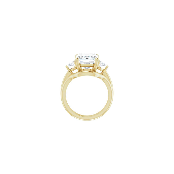 14K Yellow Gold 11 x 9 mm Emerald 1/4 CTW Lab-Grown Diamond Semi-Set Engagement Ring