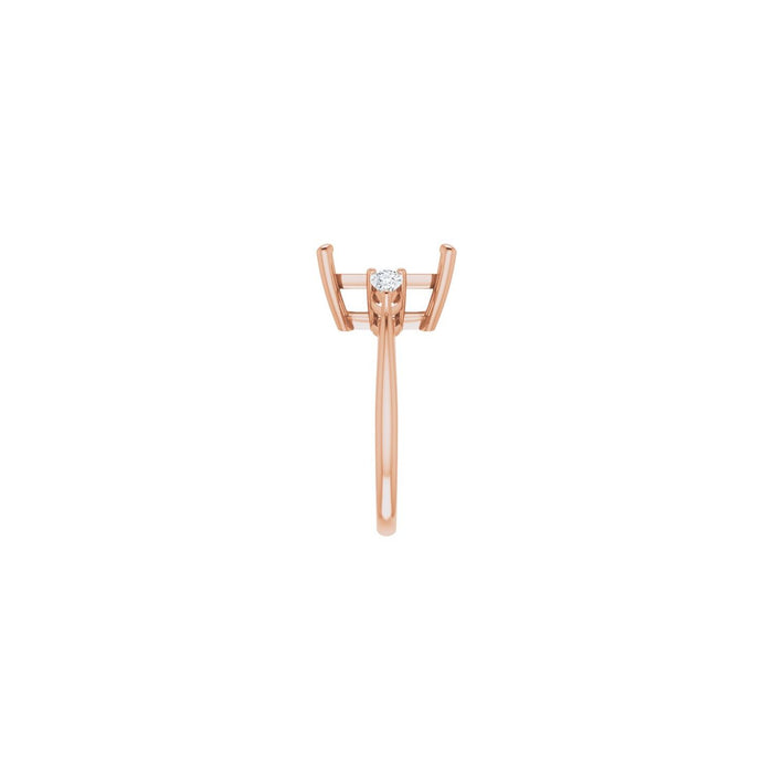 14K Rose Gold 12 x 10 mm Emerald 1/4 CTW Lab-Grown Diamond Semi-Set Engagement Ring