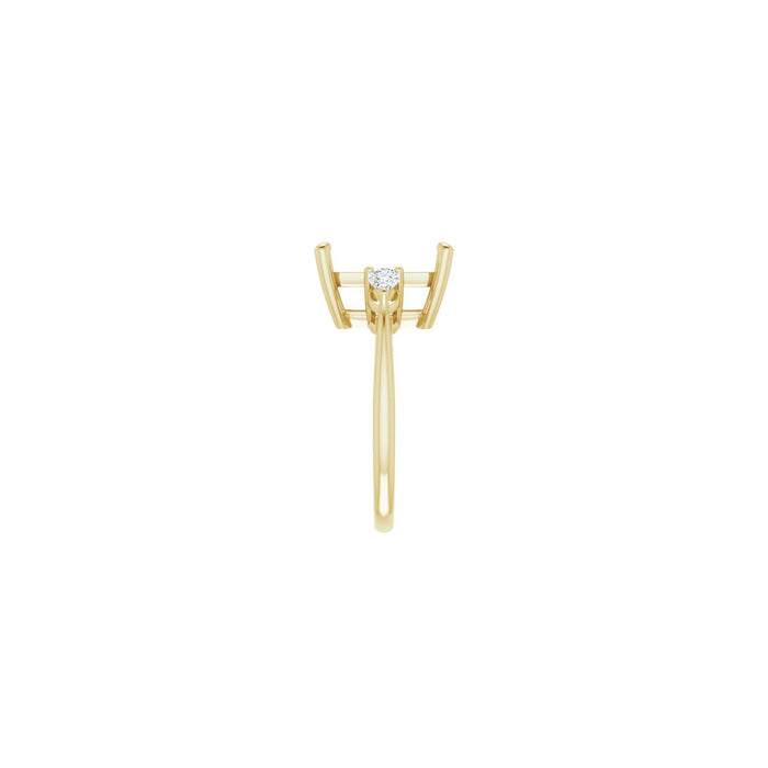 14K Yellow Gold 12 x 10 mm Emerald 1/4 CTW Lab-Grown Diamond Semi-Set Engagement Ring
