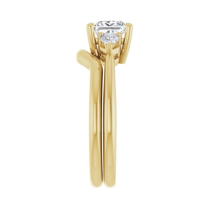 14K Yellow Gold 5.5 x 5.5 mm Square 1/4 CTW Lab-Grown Diamond Semi-Set Engagement Ring