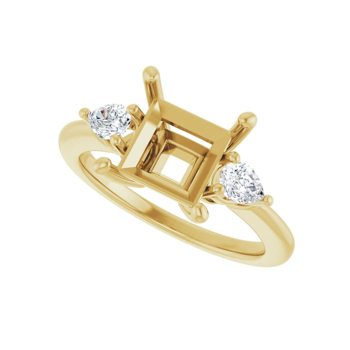 14K Yellow Gold 7.5 x 7.5 mm Square 1/4 CTW Lab-Grown Diamond Semi-Set Engagement Ring