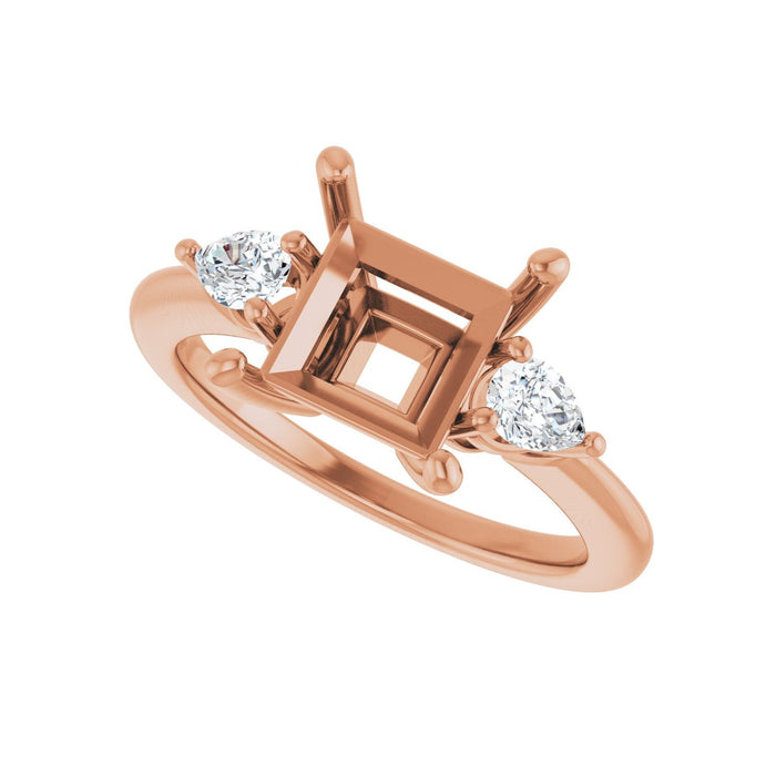 14K Rose Gold 7.5 x 7.5 mm Square 1/4 CTW Lab-Grown Diamond Semi-Set Engagement Ring