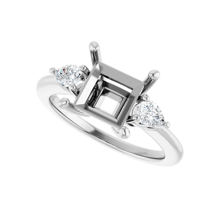 Platinum 7.5 x 7.5 mm Square 1/4 CTW Lab-Grown Diamond Semi-Set Engagement Ring