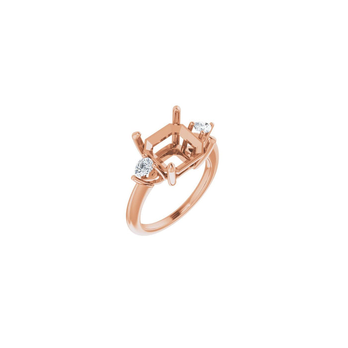 14K Rose Gold 10 x 10 mm Asscher 1/4 CTW Lab-Grown Diamond Semi-Set Engagement Ring