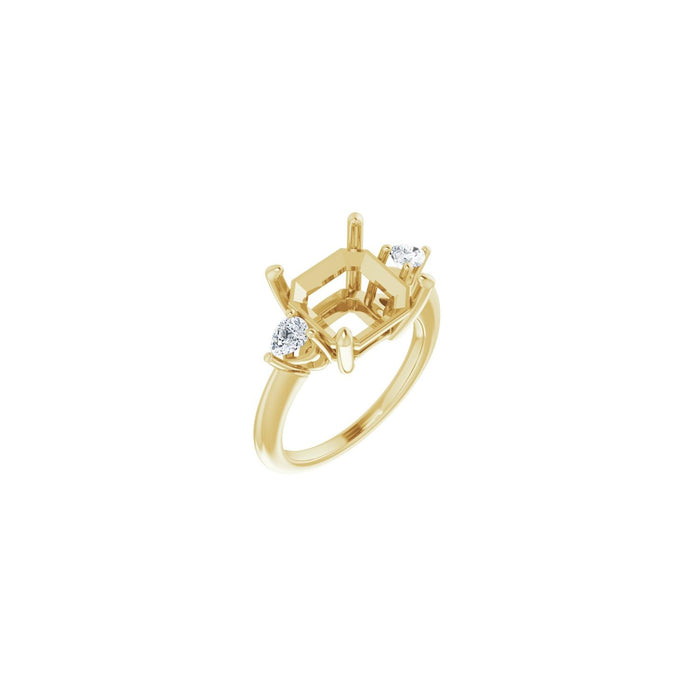 14K Yellow Gold 10 x 10 mm Asscher 1/4 CTW Lab-Grown Diamond Semi-Set Engagement Ring