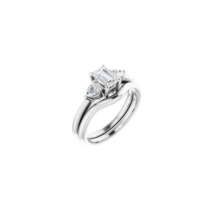 Platinum 6 x 4 mm Emerald 1/4 CTW Lab-Grown Diamond Semi-Set Engagement Ring