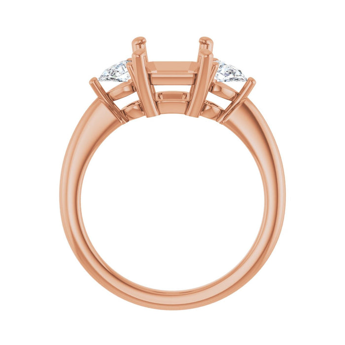 14K Rose Gold 9 x 7 mm Emerald 1/4 CTW Lab-Grown Diamond Semi-Set Engagement Ring