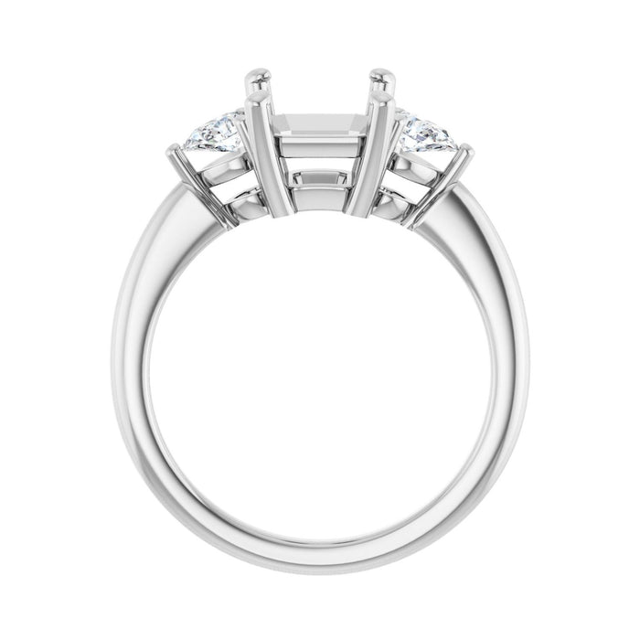 14K White Gold 9 x 7 mm Emerald 1/4 CTW Lab-Grown Diamond Semi-Set Engagement Ring