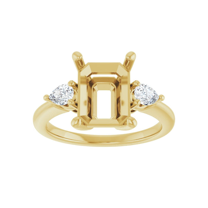 14K Yellow Gold 10 x 8 mm Emerald 1/4 CTW Lab-Grown Diamond Semi-Set Engagement Ring