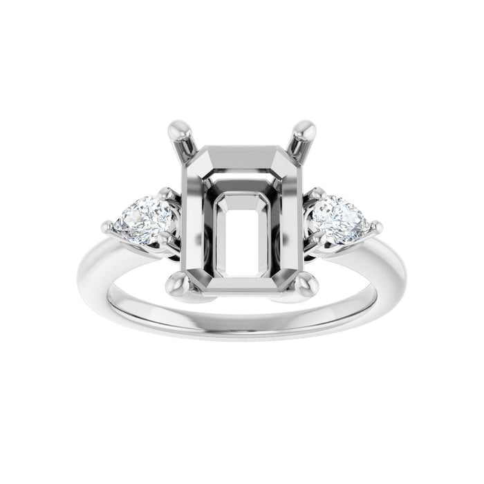 14K White Gold 10 x 8 mm Emerald 1/4 CTW Lab-Grown Diamond Semi-Set Engagement Ring
