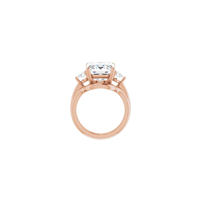 14K Rose Gold 12 x 10 mm Emerald 1/4 CTW Lab-Grown Diamond Semi-Set Engagement Ring
