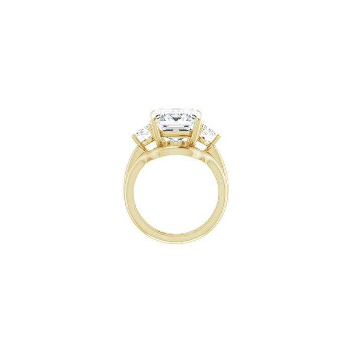 14K Yellow Gold 12 x 10 mm Emerald 1/4 CTW Lab-Grown Diamond Semi-Set Engagement Ring