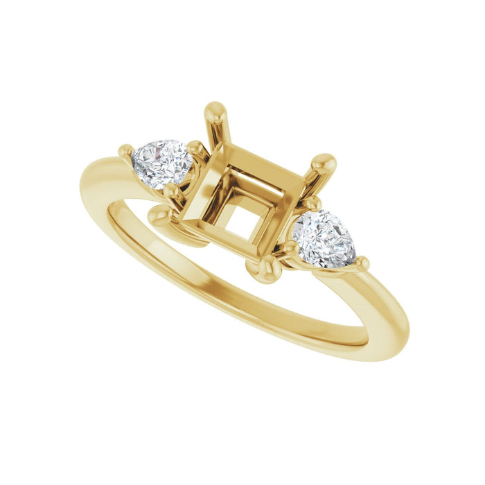 14K Yellow Gold 6 x 6 mm Square 1/4 CTW Lab-Grown Diamond Semi-Set Engagement Ring