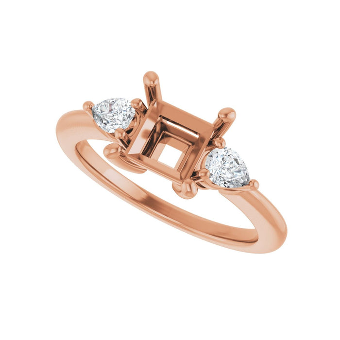 14K Rose Gold 6 x 6 mm Square 1/4 CTW Lab-Grown Diamond Semi-Set Engagement Ring