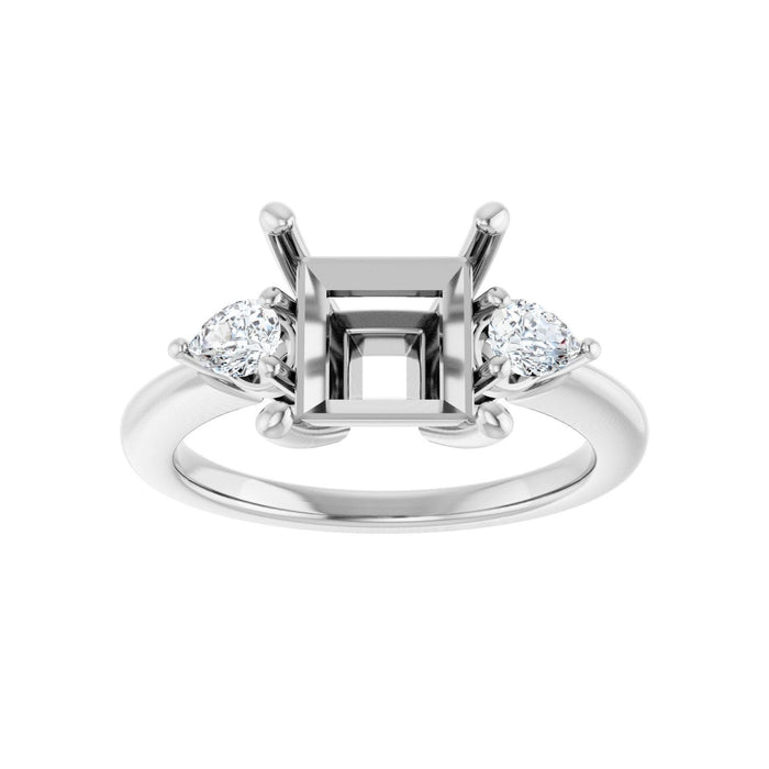 Platinum 7.5 x 7.5 mm Square 1/4 CTW Lab-Grown Diamond Semi-Set Engagement Ring