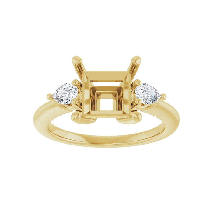 14K Yellow Gold 7.5 x 7.5 mm Square 1/4 CTW Lab-Grown Diamond Semi-Set Engagement Ring