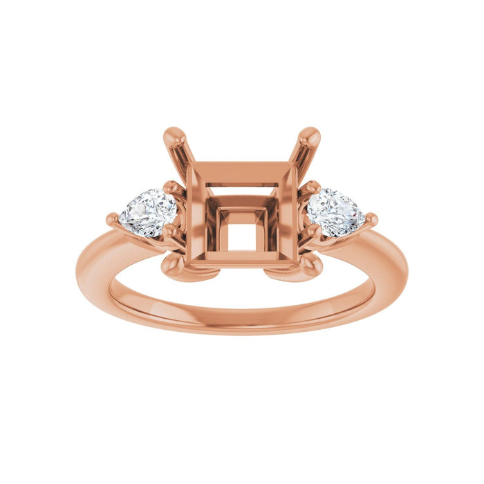 14K Rose Gold 7.5 x 7.5 mm Square 1/4 CTW Lab-Grown Diamond Semi-Set Engagement Ring