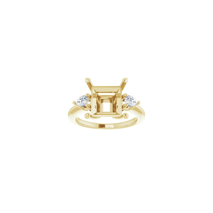 14K Yellow Gold 9 x 9 mm Square 1/4 CTW Lab-Grown Diamond Semi-Set Engagement Ring