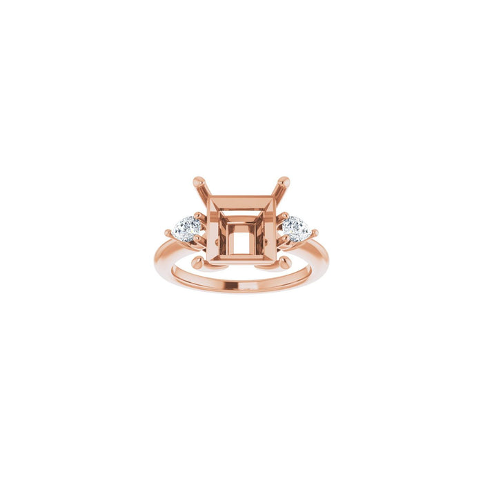 14K Rose Gold 9 x 9 mm Square 1/4 CTW Lab-Grown Diamond Semi-Set Engagement Ring