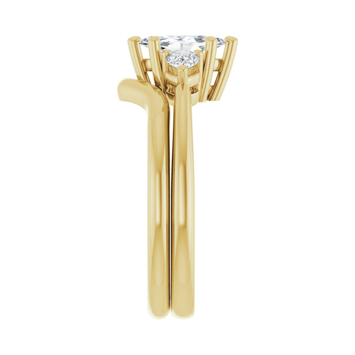 14K Yellow Gold 8 x 4 mm Marquise 1/4 CTW Lab-Grown Diamond Semi-Set Engagement Ring