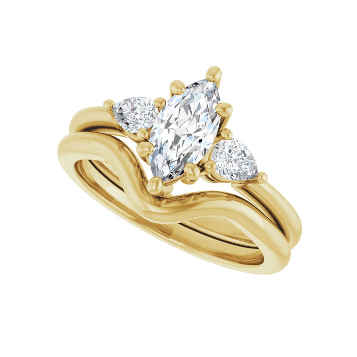 14K Yellow Gold 9 x 4.5 mm Marquise 1/4 CTW Lab-Grown Diamond Semi-Set Engagement Ring