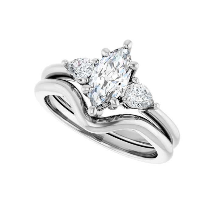 Platinum 9 x 4.5 mm Marquise 1/4 CTW Lab-Grown Diamond Semi-Set Engagement Ring