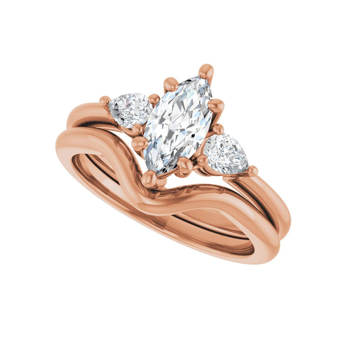 14K Rose Gold 9 x 4.5 mm Marquise 1/4 CTW Lab-Grown Diamond Semi-Set Engagement Ring