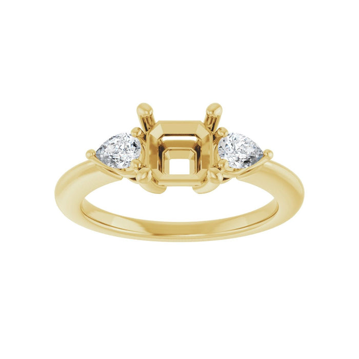 14K Yellow Gold 6 x 6 mm Asscher 1/4 CTW Lab-Grown Diamond Semi-Set Engagement Ring