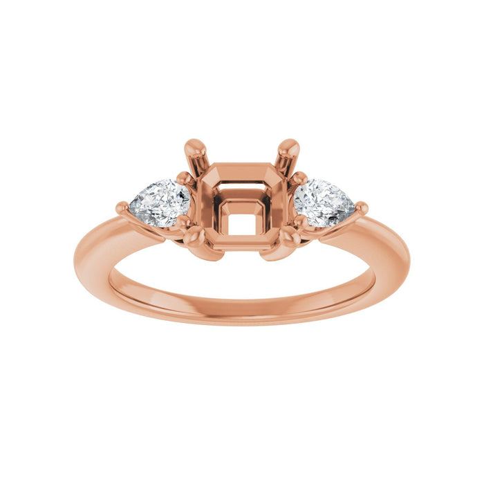 14K Rose Gold 6 x 6 mm Asscher 1/4 CTW Lab-Grown Diamond Semi-Set Engagement Ring