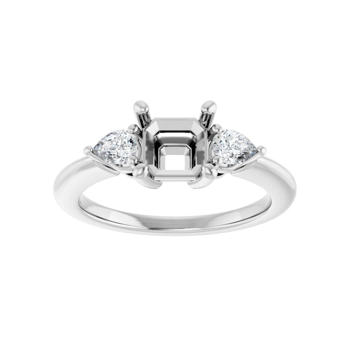 Platinum 6 x 6 mm Asscher 1/4 CTW Lab-Grown Diamond Semi-Set Engagement Ring