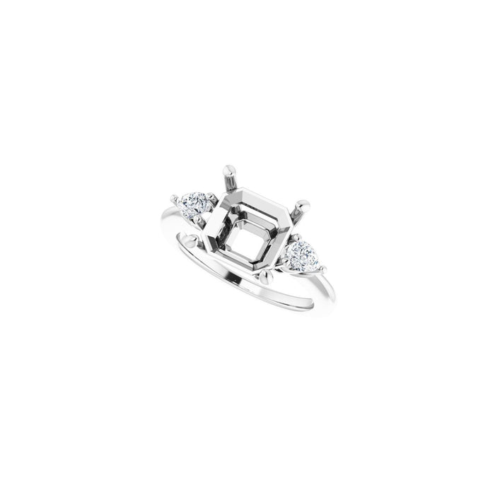 14K White Gold 9 x 9 mm Asscher 1/4 CTW Lab-Grown Diamond Semi-Set Engagement Ring